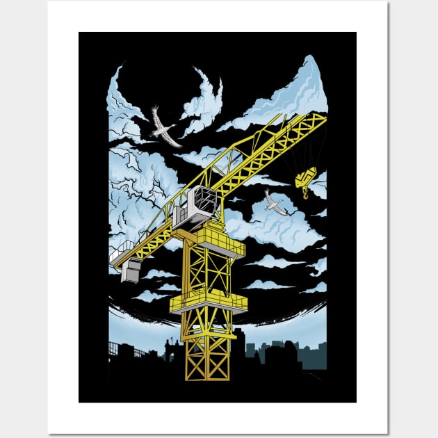 Tower Crane in Sky Wall Art by damnoverload